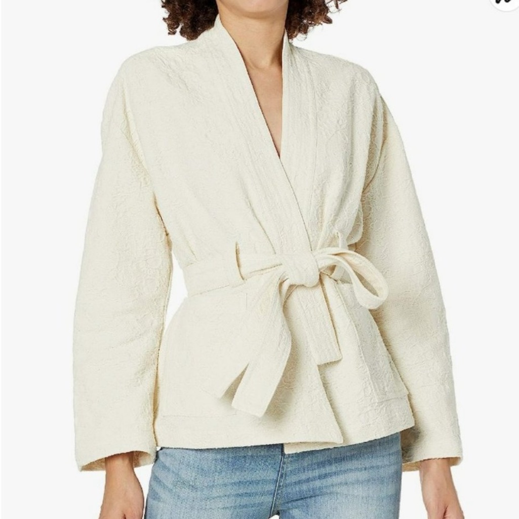 Nwt Nordstrom Blank Nyc Belted Kimono Fall Jacket Ivory Size Large